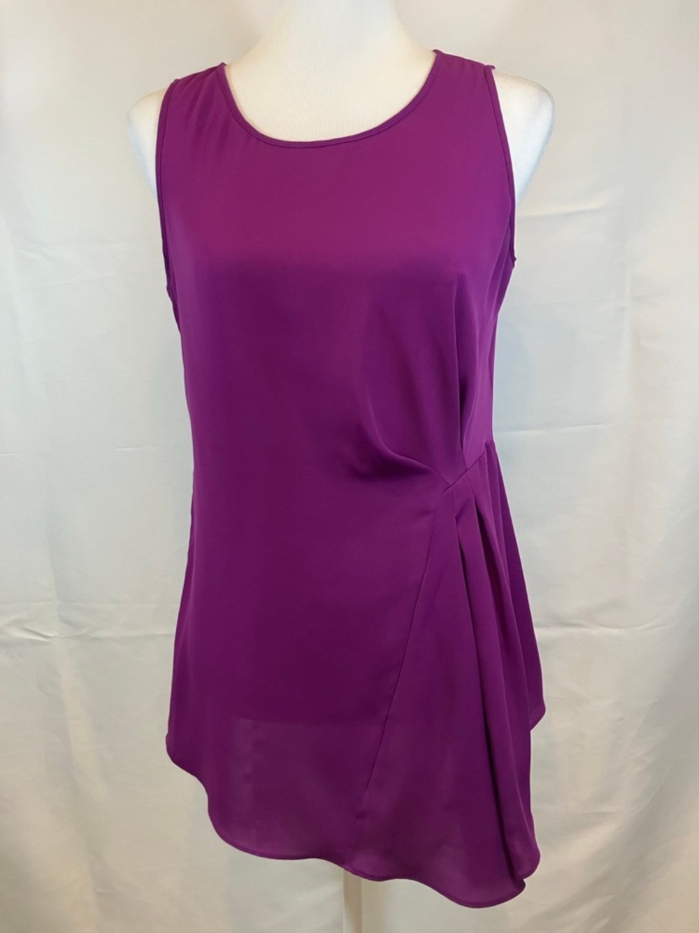 Sleeveless Purple Pleated Side-Detail Dress